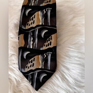 J. Garcia Black and Brown Tie with Wave Pattern